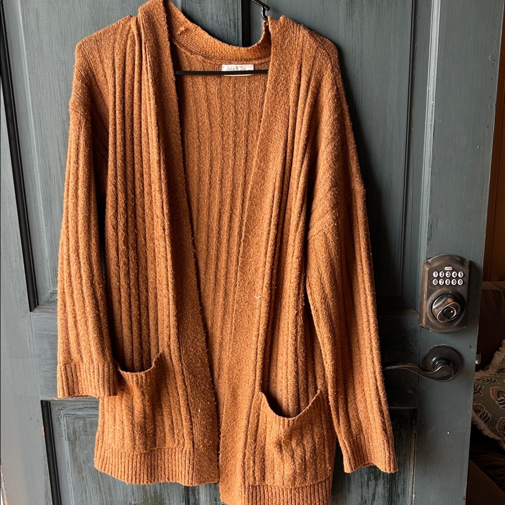 Cozy Brown Open-Front Sweater